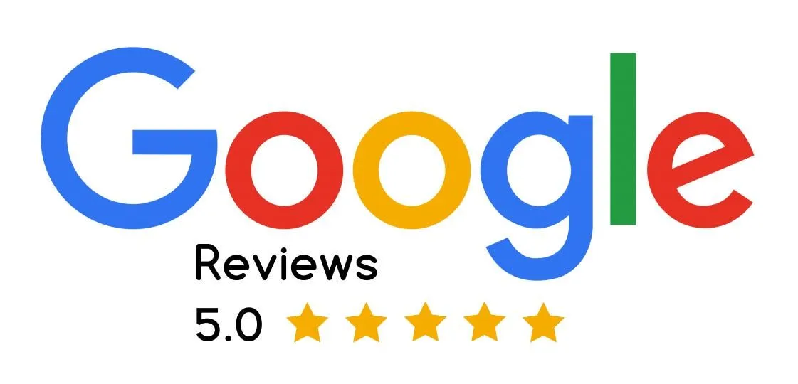 Google Reviews badge showing a 5.0 five-star rating